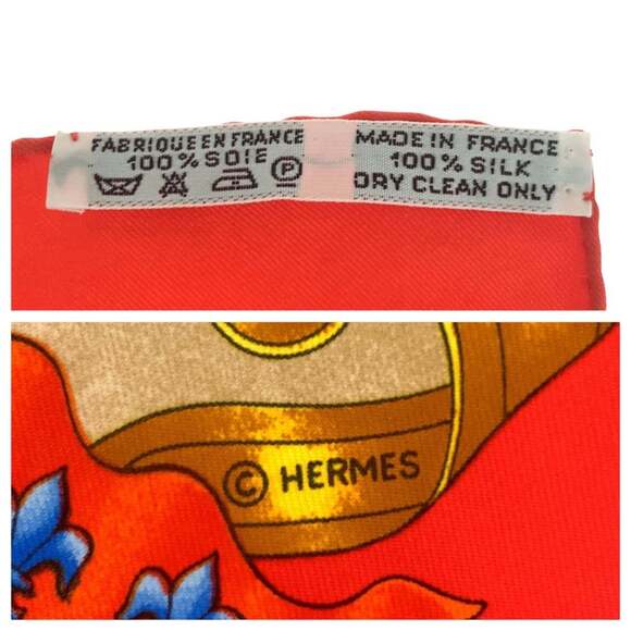 HERMES Authentic Red Silk Scarf - Picture 3 of 9